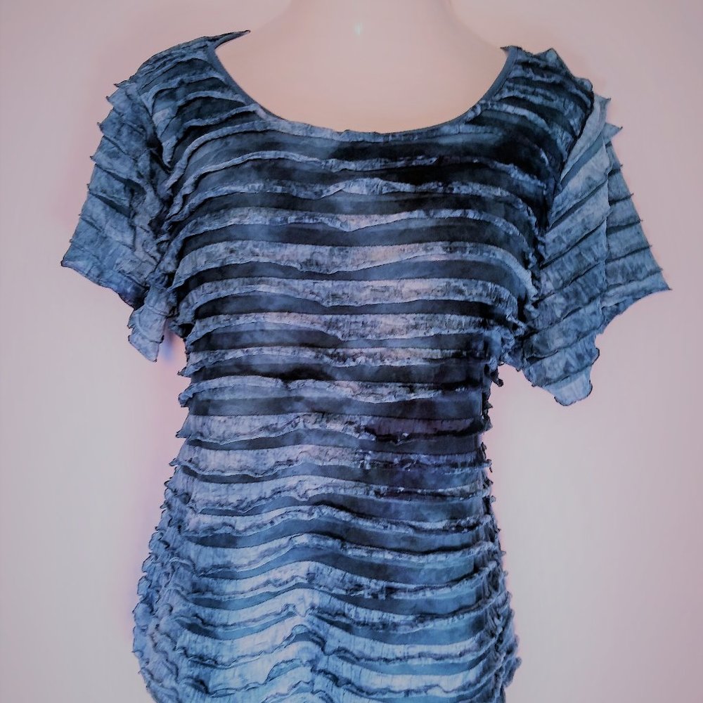 George Teal Ruffle Tie Dye Blouse Women's Size 3x